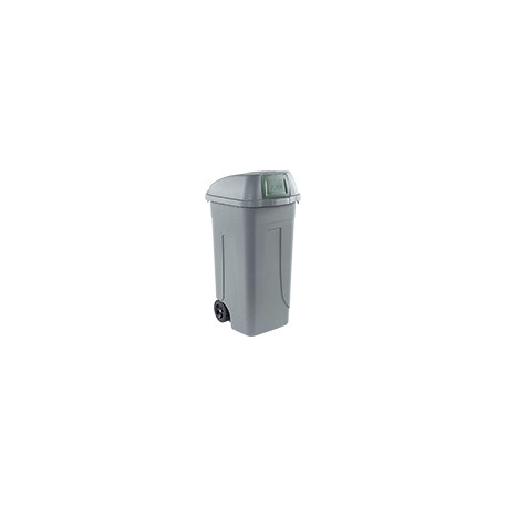 Portarifiuti PLP col. grigio+coperchio BASCULANTE VERDE cap. 100 l+ruote
