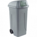 Portarifiuti PLP col. grigio+coperchio BASCULANTE VERDE cap. 100 l+ruote