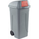 Portarifiuti PLP col. grigio+coperchio BASCULANTE ROSSO cap. 100 l+ruote
