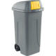 Portarifiuti PLP col. grigio+coperchio BASCULANTE GIALLO cap. 100l+ruote