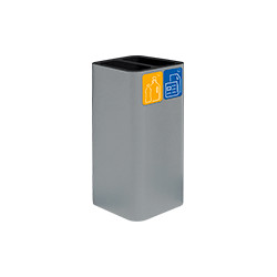 Gettacarta da pavimento 100lt grigio,cover doppia + kit 5 pittogrammi