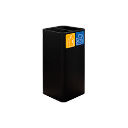 Gettacarta da pavimento 100lt nero ,cover doppia + kit 5 pittogrammi