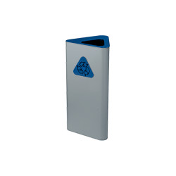 Gettacarta a pavimento forma triangolare corpo grigio testa blu.