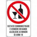 Cartello divieto " somministrare e vendere bevande alcoliche"