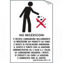 Etichetta per vetri vietato l'abbandono di mozziconi. . . . .