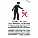Etichetta per vetri vietato l'abbandono di mozziconi nelle acque