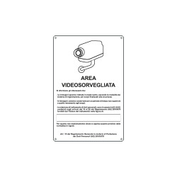 Cartello alluminio AREA VIDEOSORVEGLIATA (D. LGS. n. 101 del 10/08/2018)