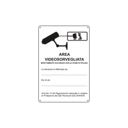Cartello alluminio AREA VIDEOSORVEGLIATA (D. LGS. n. 101 del 10/08/2018)