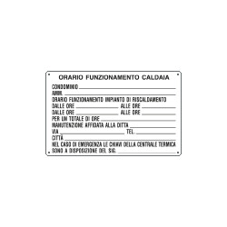 Cartello ORARIO FUNZIONAM. CALDAIA