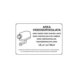 Cartello AREA VIDEOSORVEGLIATA (D. LGS. n. 101 del 10/08/2018)