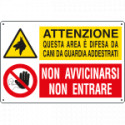 Cartello ATTENZIONE AREA DIFESA DA CANI
