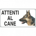 Cartello ATTENTI AL CANE (pastore tedesco)