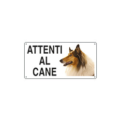 Cartello ATTENTI AL CANE (collie)