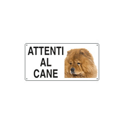 Cartello ATTENTI AL CANE (chow-chow)
