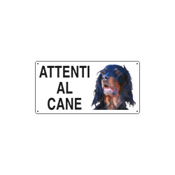 Cartello ATTENTI AL CANE (setter gordon)