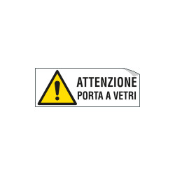 Etichetta Attenzione porta a vetri