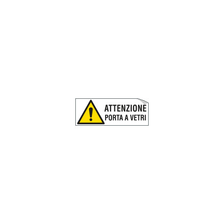 Etichetta Attenzione porta a vetri