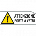 Etichetta Attenzione porta a vetri