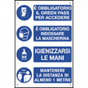 Cartello lamiera scatolata "E' obbligatorio il Green Pass"