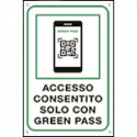 Lamiera scatolata "Accesso consentito con Green Pass"no decreto legge