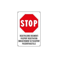 Cartello "STOP REGISTRAZ. DOCUMENTI"