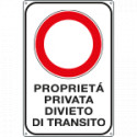 Cartello proprieta' privato divieto transito