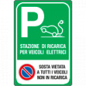 Cartello stazione di ricarica veicoli elettrici con divieto di sosta