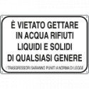 Cartello alluminio vietato gettare in acqua rifiuti