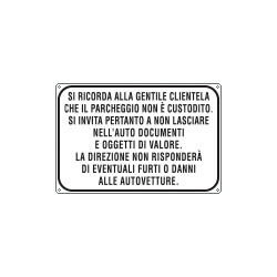 Cartello alluminio parcheggio non custodito