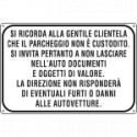 Cartello alluminio parcheggio non custodito