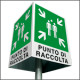 Cartello quadrifacciale in allum. con staffa x palo mm60:p. di raccolta