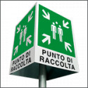 Cartello quadrifacciale in allum. con staffa x palo mm60:p. di raccolta