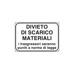 Cartello scatolato divieto scarico matereriali