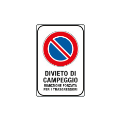 Cartello alluminio scatolato "divieto di campeggio"