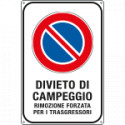 Cartello alluminio scatolato "divieto di campeggio"