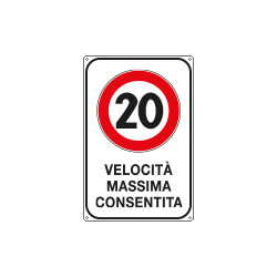 Cartello Velocita massima consentita 20 KM/H