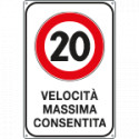 Cartello Velocita massima consentita 20 KM/H