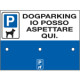 Cartello dogparking con kit di fissaggio e 3 moschettoni x guinzagli
