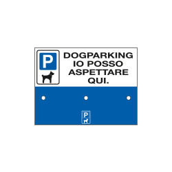 Cartello dogparking con kit di fissaggio e 3 moschettoni x guinzagli