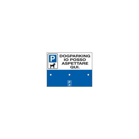 Cartello dogparking con kit di fissaggio e 3 moschettoni x guinzagli