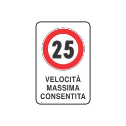 Cartello VELOCITA' MASSIMA 25 KM/H