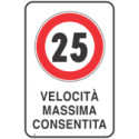 Cartello VELOCITA' MASSIMA 25 KM/H