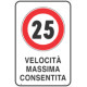 Cartello VELOCITA' MASSIMA 25 KM/H