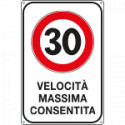 Cartello VELOCITA' MASSIMA 30 KM/H