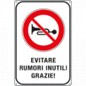 Cartello evitare rumori inutili
