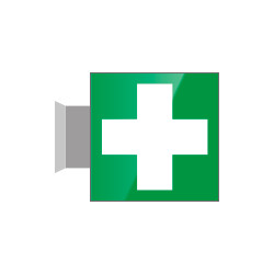 Segnale vetro CRYSTAL bifacciale pronto soccorso EN ISO 7010